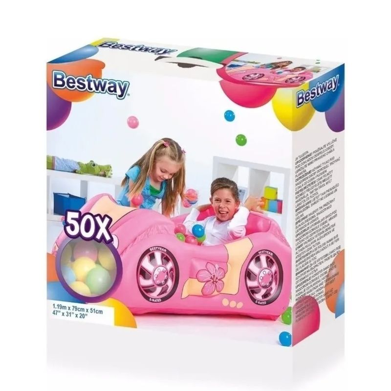 Pelotero Inflable Auto Rosa Con Pelotas Bestway Art 52159