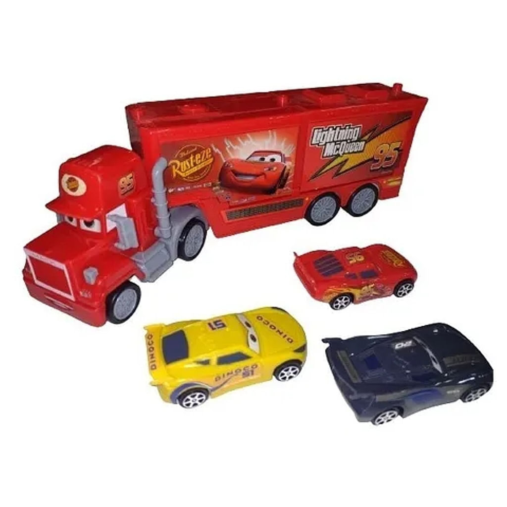 Camion Cars Deluxe Mack 33cm A Friccion Con 3 Autos Ditoys 2451