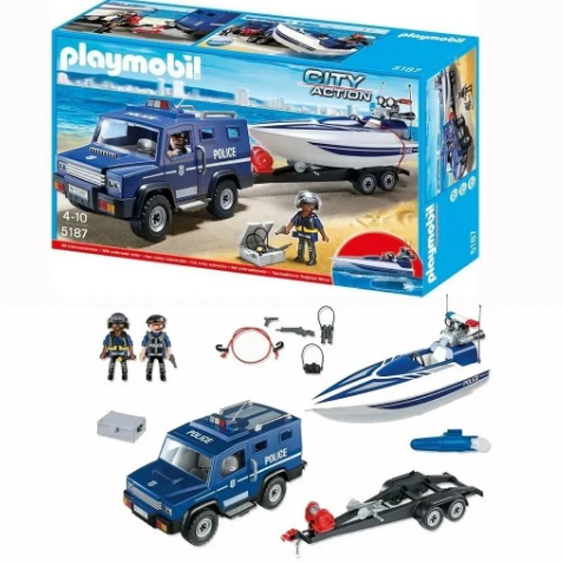 Playmobil Coche Policía Con Lancha City 5187