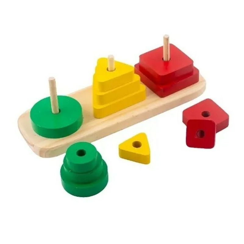 Juego Encastre Madera Lineal Tricolor Didactico Lakalumba 74927