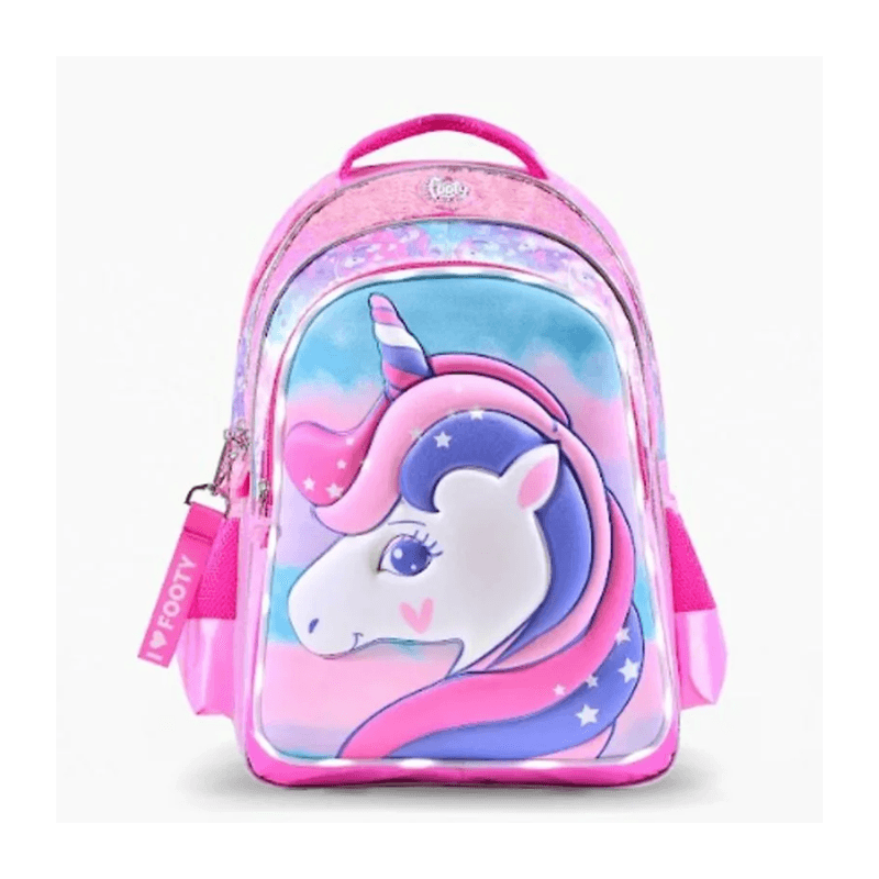 Mochila Footy Unicornio Soft 3d Con Lentej Y Luz Led 18